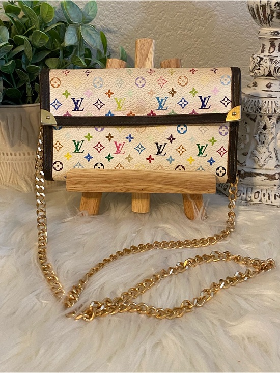 Louis Vuitton Handbags - Louis Vuitton Murakami White Long Snap Wallet w/ Chain